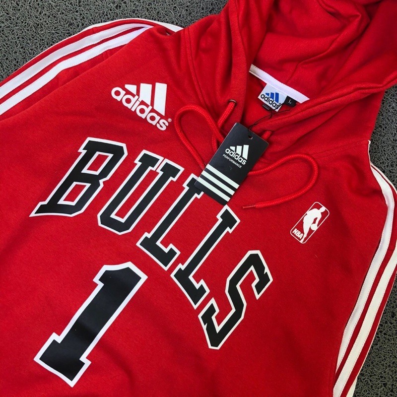 Áo Khoác Hoodie In Hình Logo Adidas Nba / Bulls / Hoa Hồng Màu Đỏ Nhạt Thời Trang