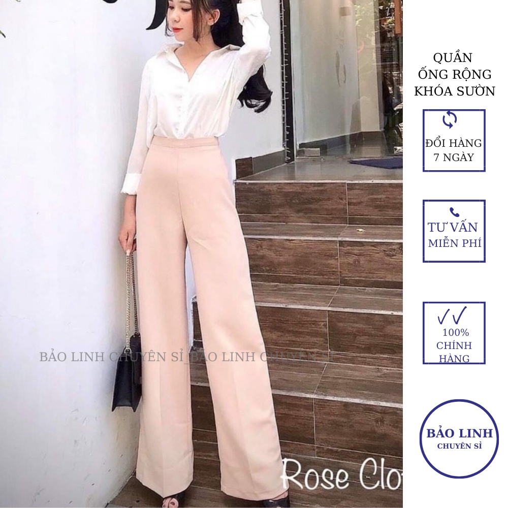Quần Tây Ống Suông lưng Cao Khóa sườn M003 Quần Xuông Ống Rộng Dáng Lỡ Mặc Đi học đi làm