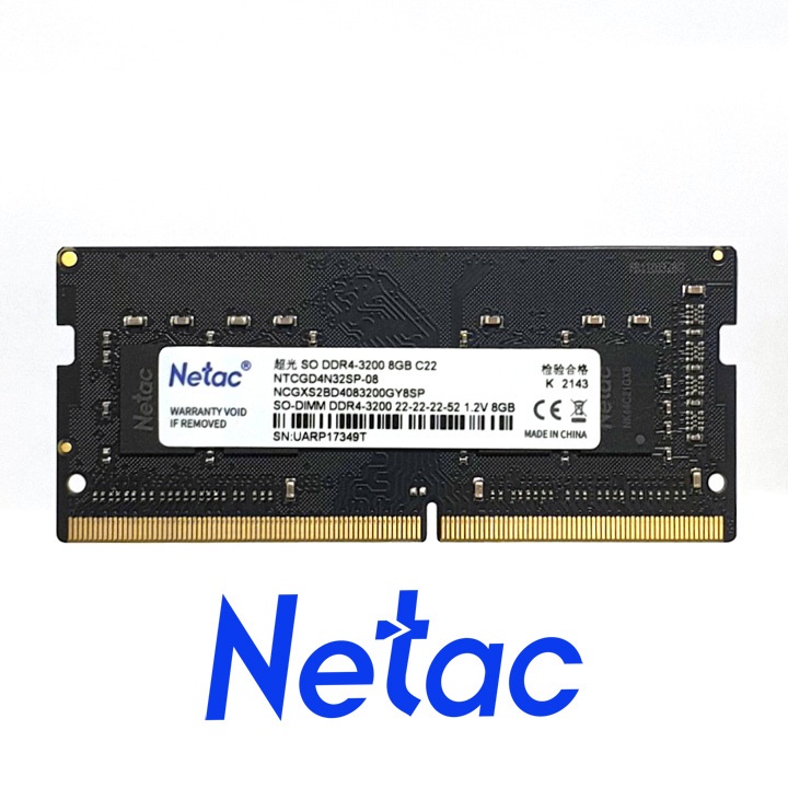 RAM laptop Netac DDR4 4GB bus 3200 MHz - bảo hành 3 năm