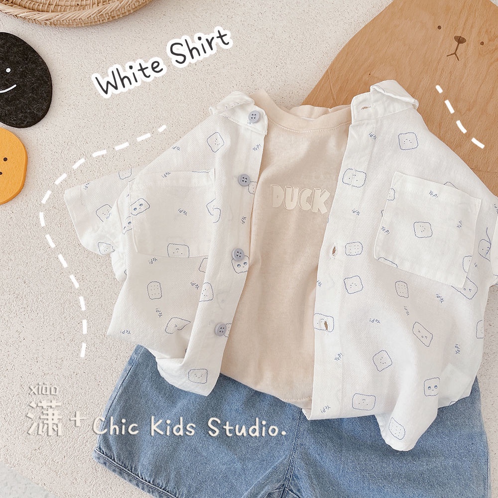 Áo Sơ Mi Cotton Mỏng Trơn In Họa Tiết Thời Trang Mùa Hè Phong Cách Phương Tây Mới Cho Bé Trai