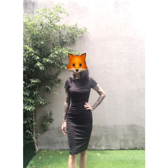 Váy body dáng ôm nhún bụng eo dài chạm gối thanh lí