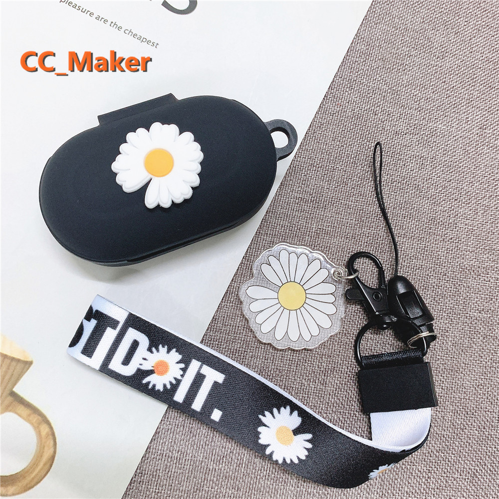 Hộp đựng tai nghe Samsung Galaxy Buds/Buds+ bằng silicon mềm có dây đeo họa tiết hoa cúc | BigBuy360 - bigbuy360.vn