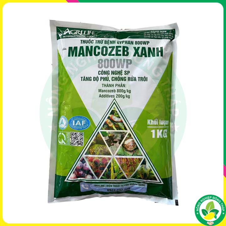 Thuốc Trừ Bệnh BYPHAN 800WP – MANCOZEB XANH 800WP Công Nghệ SP Tăng Độ Phủ, Chống Rửa Trôi (Gói 1kg)