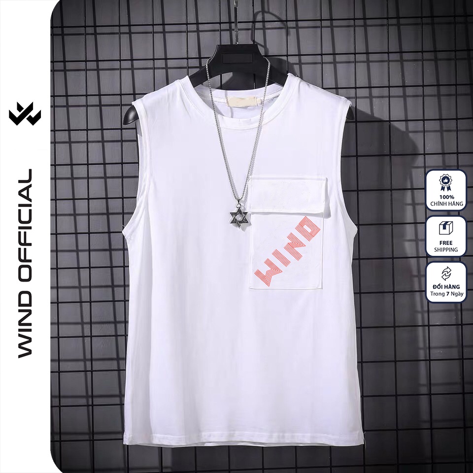 Áo thun sát nách WIND unisex form rộng tanktop túi nắp 3 lỗ WIND thời trang nam nữ oversize