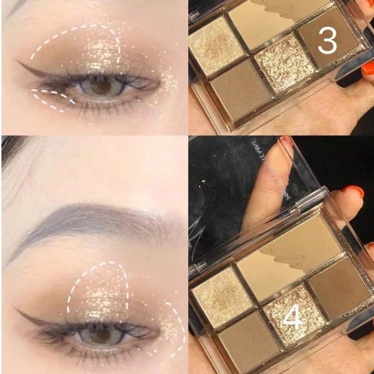 Bảng Mắt 6 Ô MEALEA Tông Màu Nâu Cam Vàng Nhũ Siêu HOTTREND | BigBuy360 - bigbuy360.vn