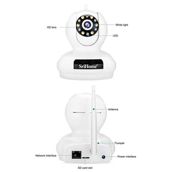 Camera IP wifi SriHome SP019 siêu nét 5.0MPx QHD 2K+ độ phân giải 2560 x 1920 - đèn trợ sáng màu ban đêm