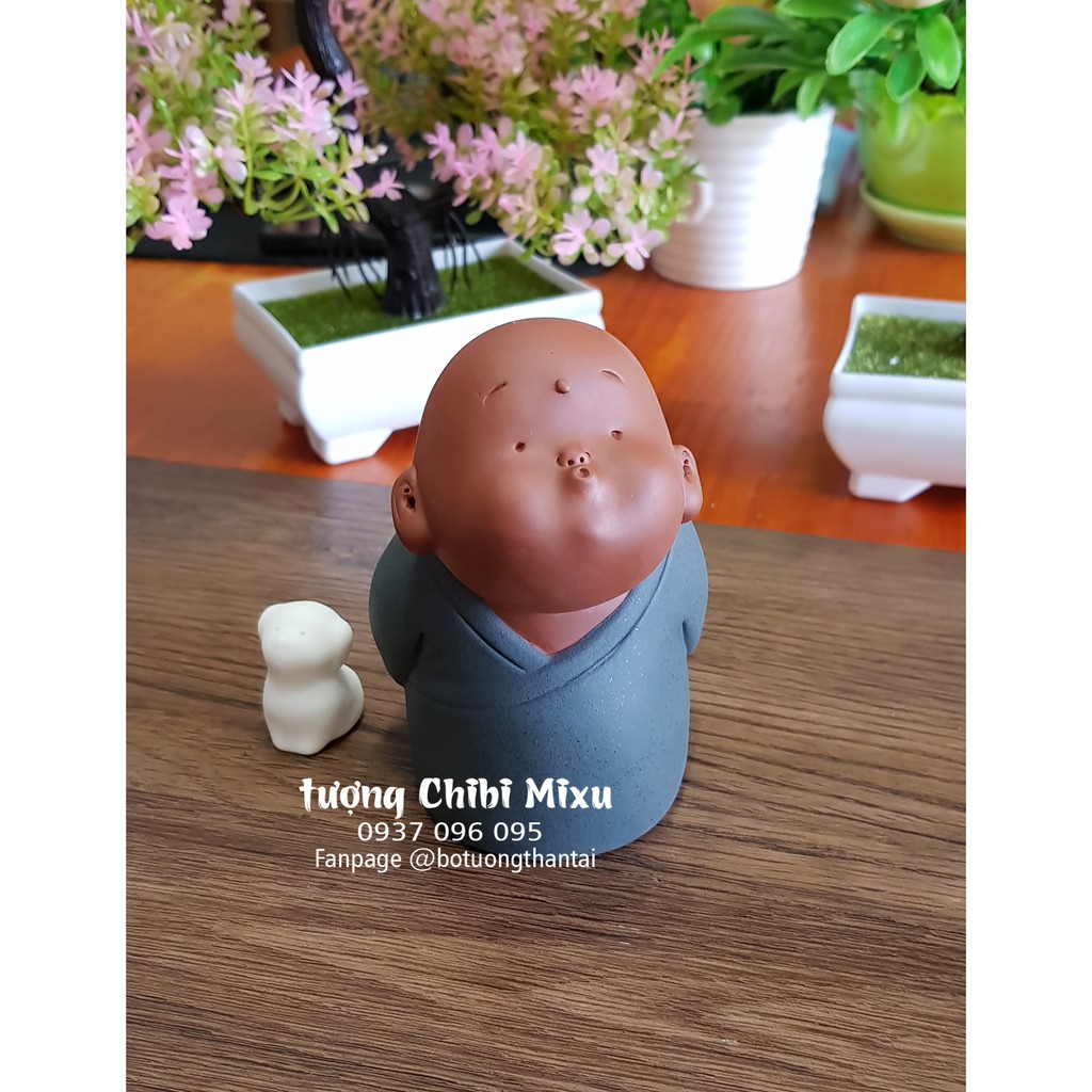 Bộ đôi hoàn hảo - 02 tượng chú tiểu bằng gốm tử sa cao cấp | BigBuy360 - bigbuy360.vn