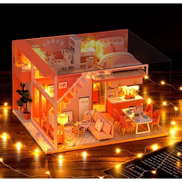 Mô Hình lắp Ghép Nhà Gỗ Diy Dream Angel (Tặng Keo + Mica+ Nhíp)
