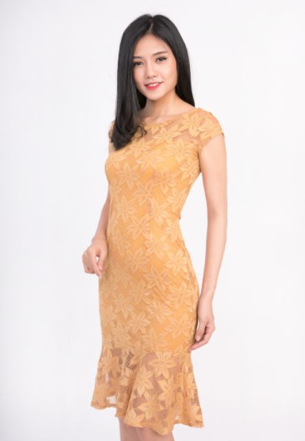 ZERASY - Đầm ren đuôi cá tay ngắn - 2018024