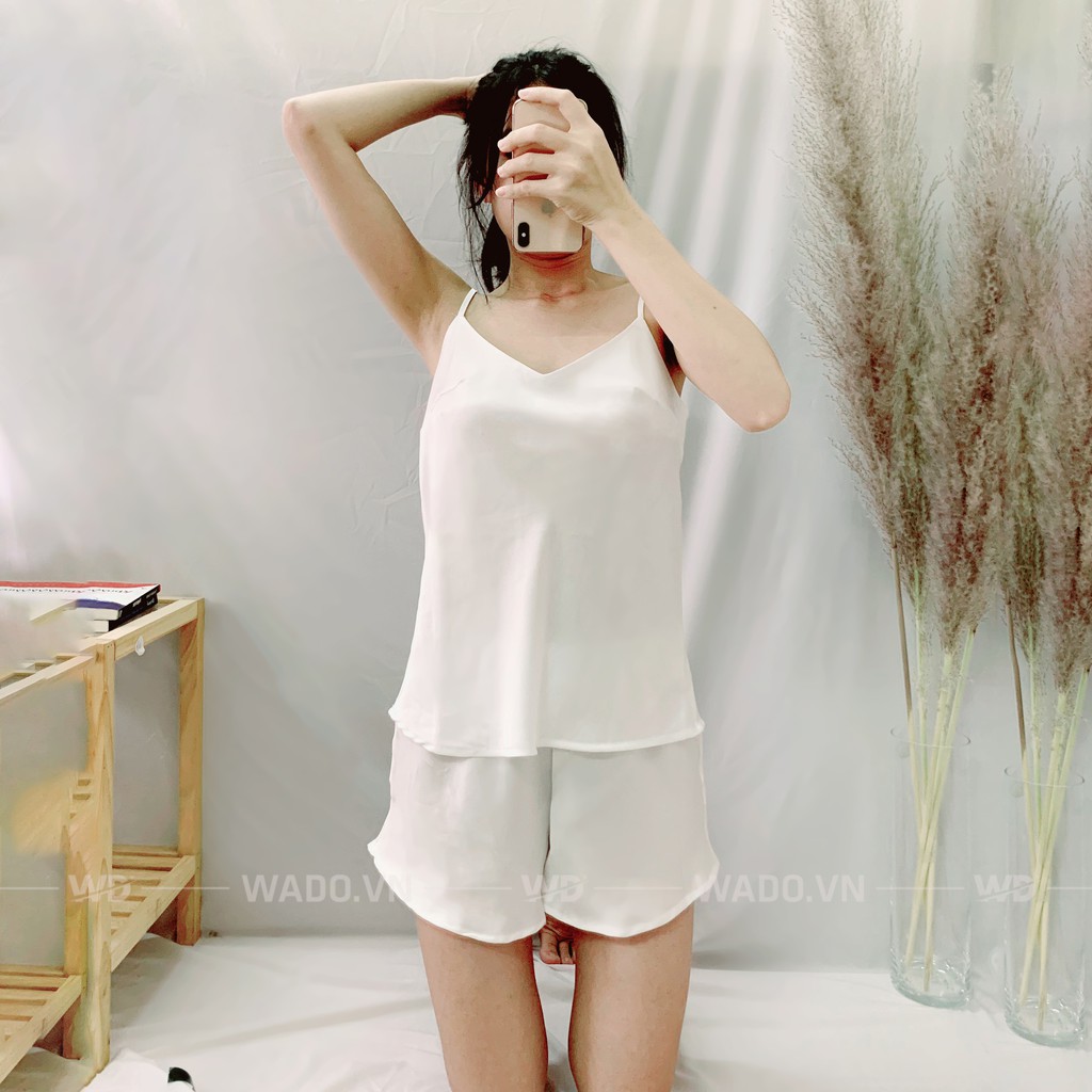 Bộ đồ ngủ, quần áo ngủ Lụa Satin Cao Cấp Wado, Chất lụa mềm mịn cho nữ