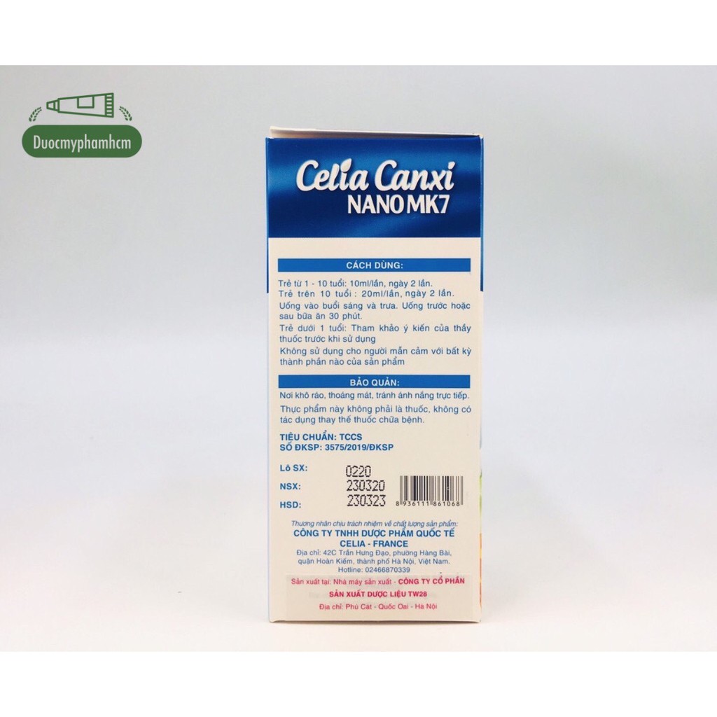 Celia Canxi Nano Mk7 phát triển chiều cao, kích thích ăn ngon, cho xương chắc khoẻ chống còi xương, loãng xương | BigBuy360 - bigbuy360.vn