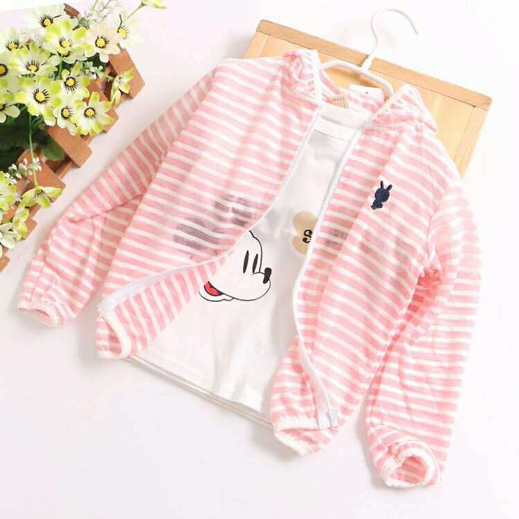 Áo Chống Nắng Có Mũ Vải Cotton Thoáng Mát Cho Bé Từ 1-6 Tuổi