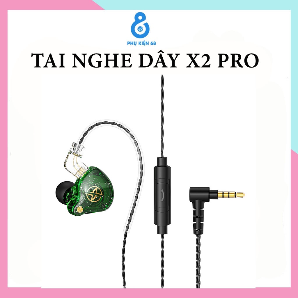 Tai Nghe Có Dây X2 Pro Tai Nghe Nhét Tai Âm Thanh HiFi Cực Bass Chống Ồn Kèm Mic Có Thể Tháo Rời Jack Cắm 3.5mm