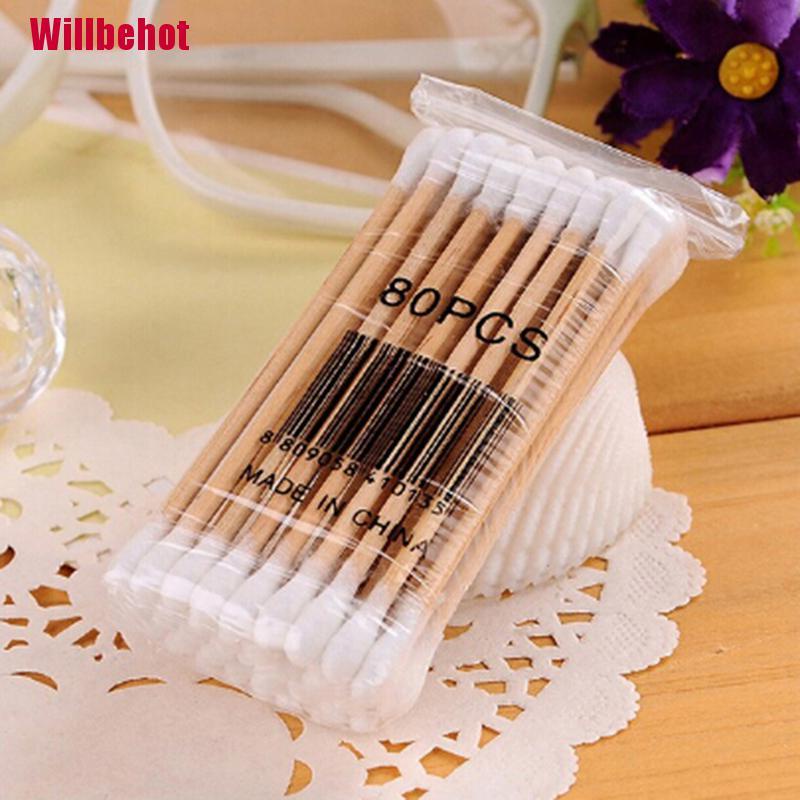 (Hàng Mới Về) Bộ 30-35 Bông Tăm Hai Đầu Thân Gỗ Trang Điểm / Tai