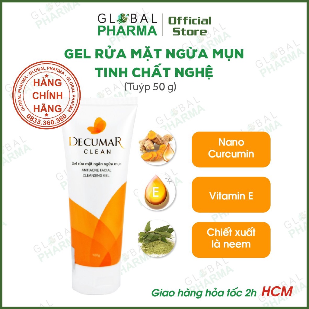 Combo Ngừa Mụn, Giảm Thâm Nano Nghệ Trong Suốt: 1 Gel Ngừa Mụn Decumar Pure+1 Sữa Rửa Mặt Decumar