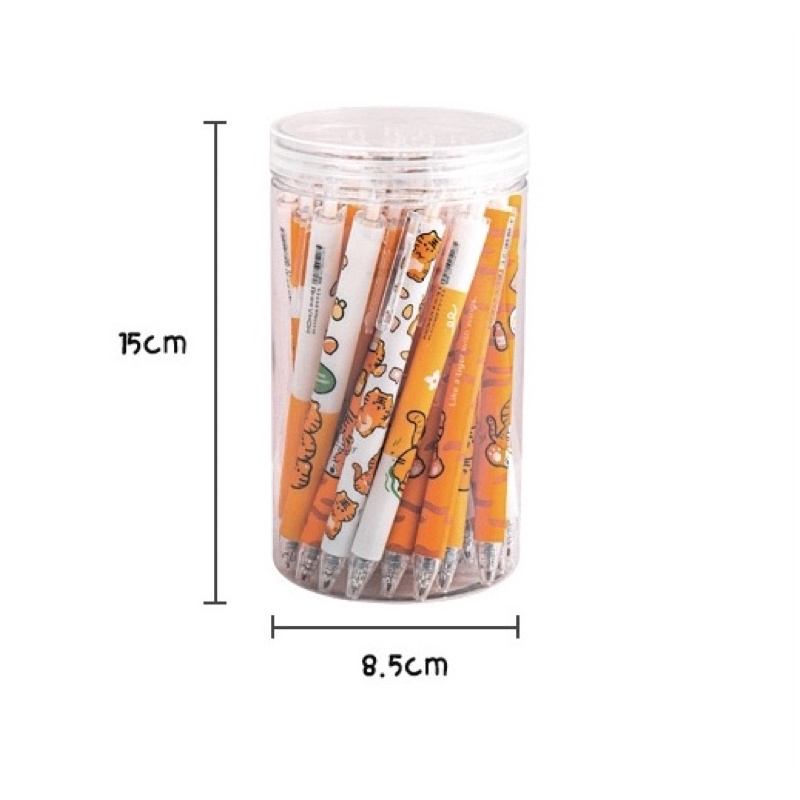 Hộp bút 30 cây, 6 cây bút bi gel mực đen MEMO ngòi 0.5mm tặng kèm sticker