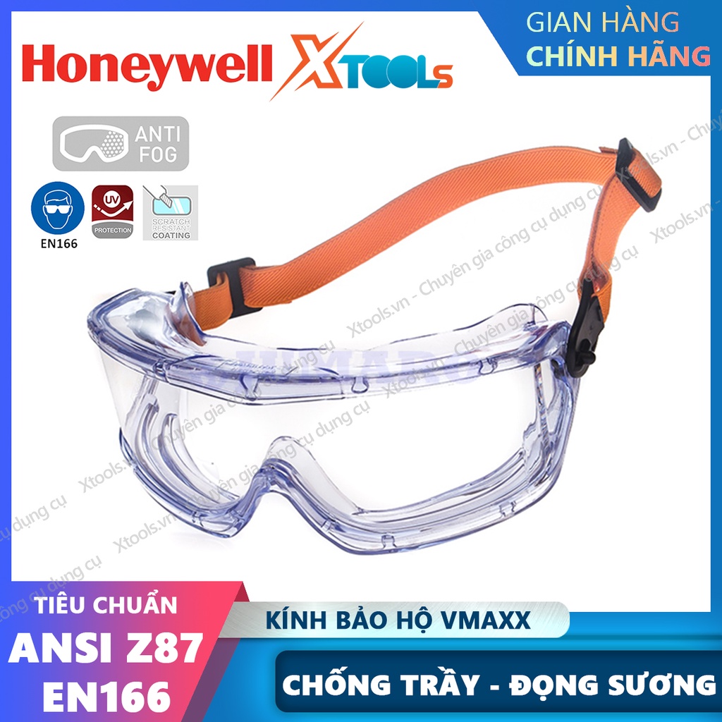 Kính chống bảo hộ hóa chất Honeywell V-Maxx - Kính bảo hộ chống hơi sương, bảo vệ mắt khỏi khói bụi, hóa chất,chính hãng