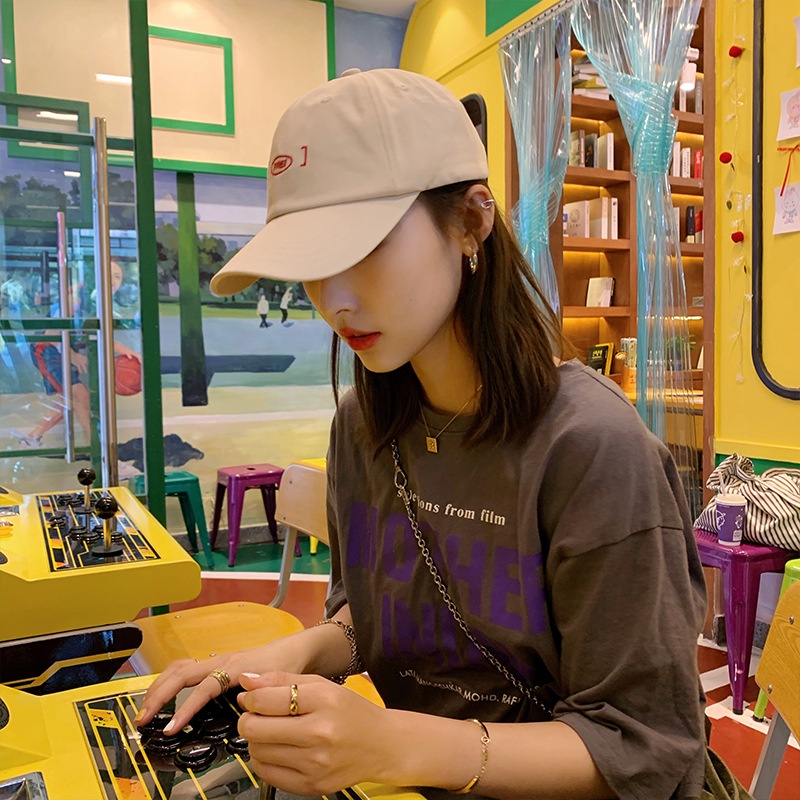 Mũ lưỡi trai vành rộng mềm thêu chữ thời trang xuân hè cho nam nữ