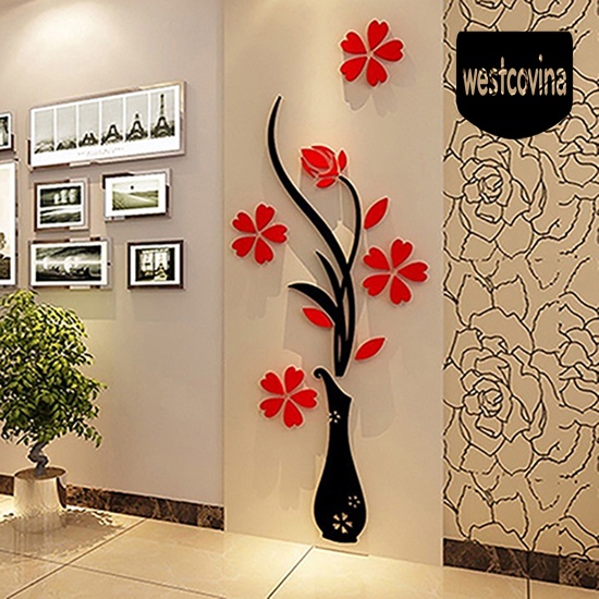 [Hot]☀ Sticker Dán Tường 3D Hình Lọ Hoa Theo Phong Cách Retro Dùng Trang Trí Phòng