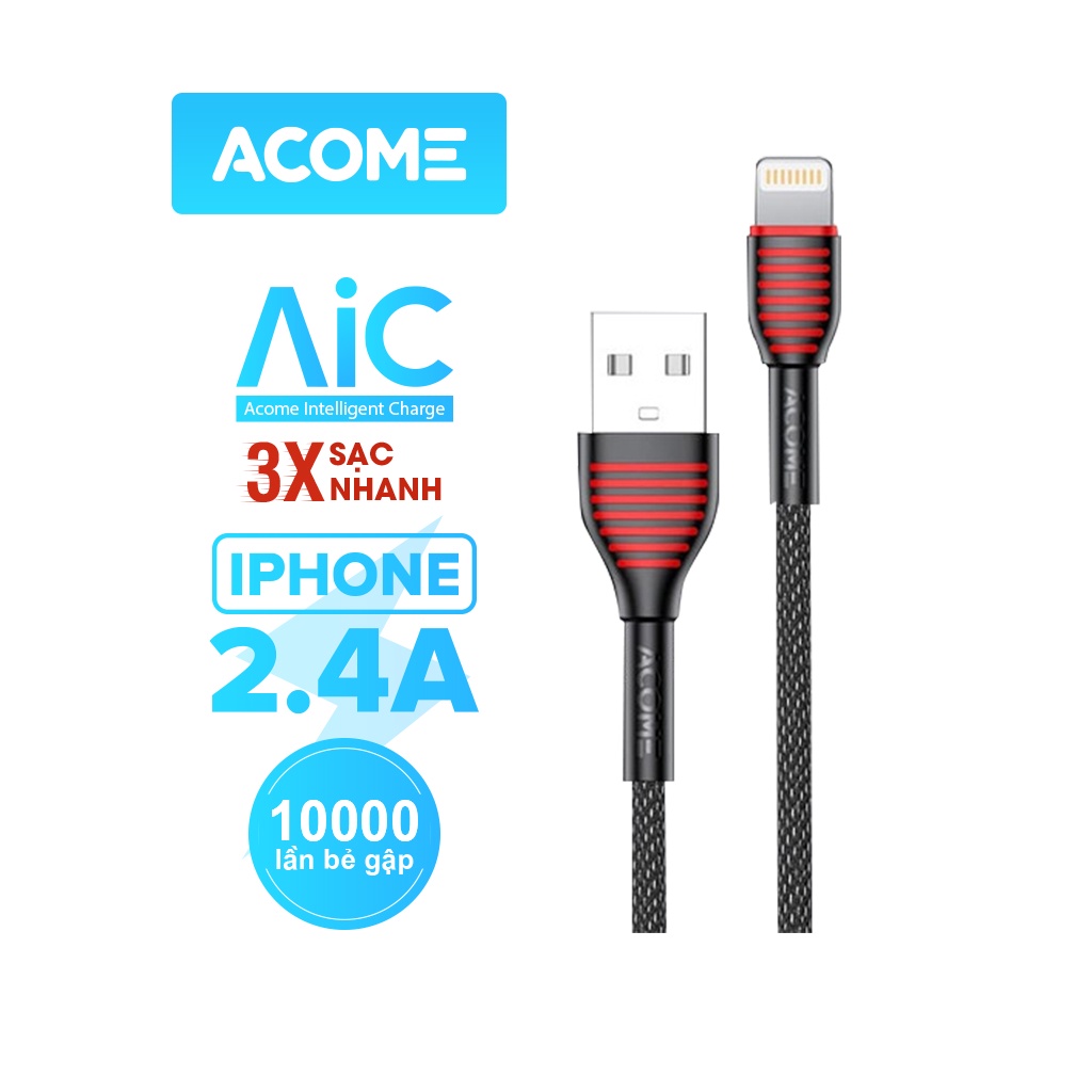 Cáp Sạc Nhanh ACOME ASL SM SC Cáp Dù Bền Chắc 100cm Tương Thích Với Các Dòng iOs Android Iphone Samsung Oppo Xiaomi