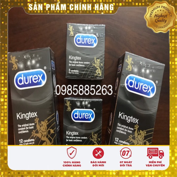 [1 TẶNG 1] BAO CAO SU DUREX KINGTEX ÔM SÁT HỘP 12 CÁI TẶNG 1 HỘP 3 CÁI