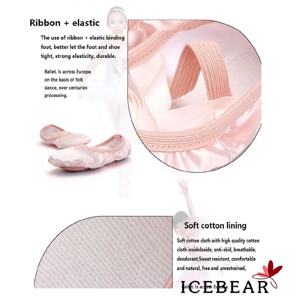 Giày múa ballet phối dây ruy băng cho bé gái
