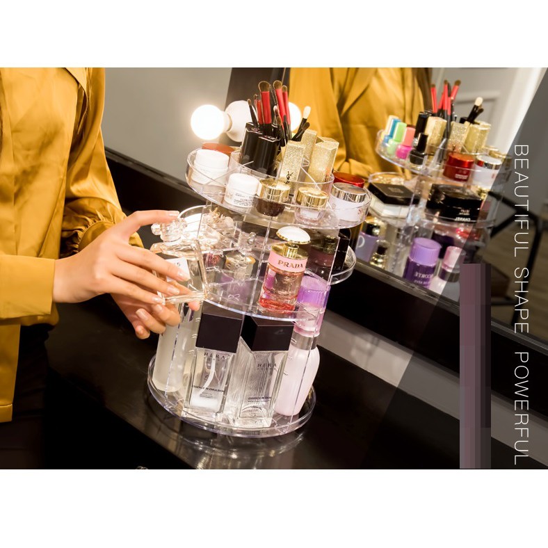 SF-1702D-Kệ để mỹ phẩm nhựa trong suốt 360 độ cao cấp