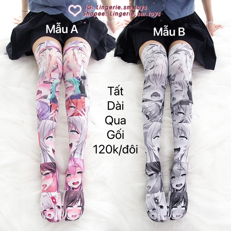 Tất Chân Họa Tiết Hoạt Hình Ahegao Anime Ngộ Nghĩnh Icư - Phụ Kiện Cosplay Concept Nhật Bản Gợi Cảm Đáng Yêu