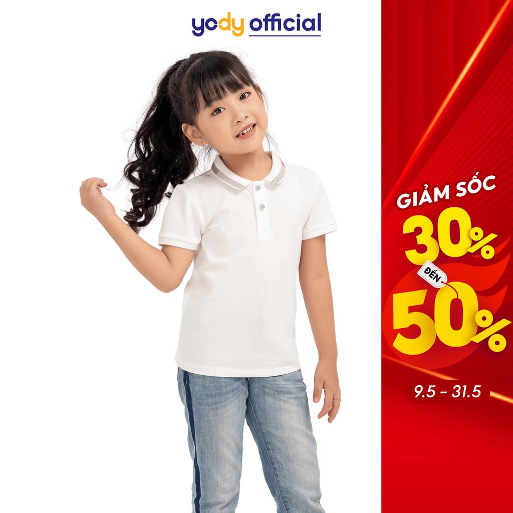 Áo polo YODY cho bé vải mắt chim thun phối bo co giãn thoáng khí APK5177