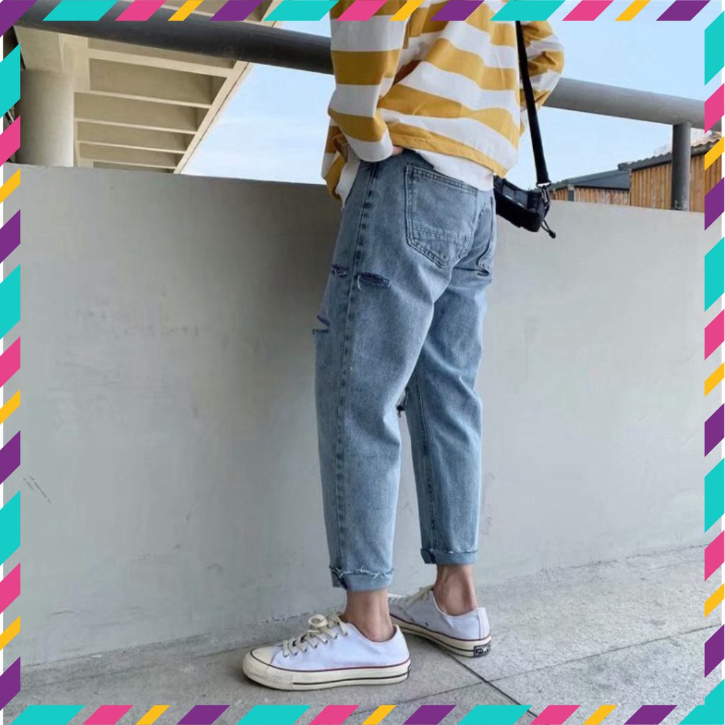 Quần baggy jean nam rách gối phong cách ulzzang siêu hot | BigBuy360 - bigbuy360.vn