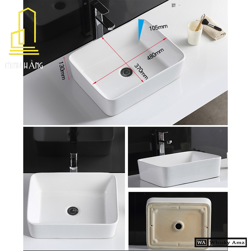 Lavabo đặt bàn vuông, Chậu rửa đặt bàn mặt vuông cao cấp.