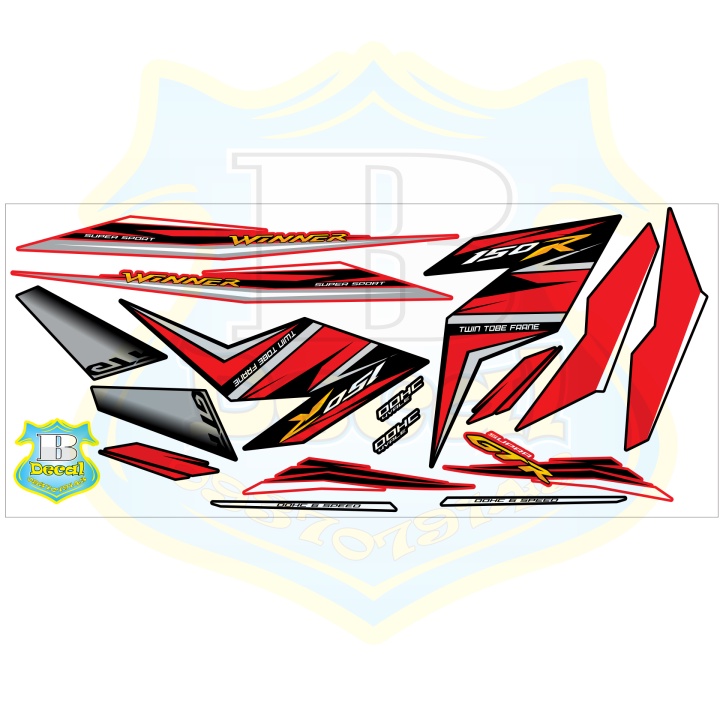 ( Quí khách vui lòng mang ra tiệm cho thợ dán ) Tem winner 150R đỏ đen