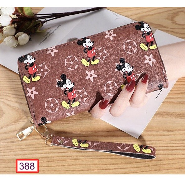 VÍ DÀI NỮ CẦM TAY HOA 5 CÁNH CHÚ CHUỘT MICKY V388 NHIỀU NGĂN CỰC HOT