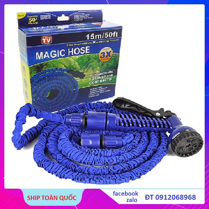 Bộ Vòi Xịt Nước Thông Minh Giãn Nở 15m (Xanh)