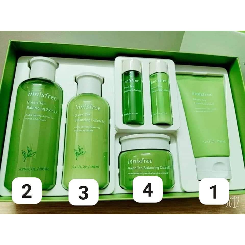 SET DƯỠNG TRÀ XANH 6 MÓN INNISFREE GREEN TEA BALANCING SKIN CARE SET