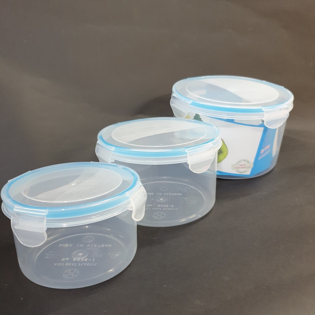 Hộp để thực phẩm cao cấp chuẩn Việt Nhật, hộp đựng thức ăn để tủ lạnh loại xịn, hình tròn cỡ số 3, có nắp đạy chắc