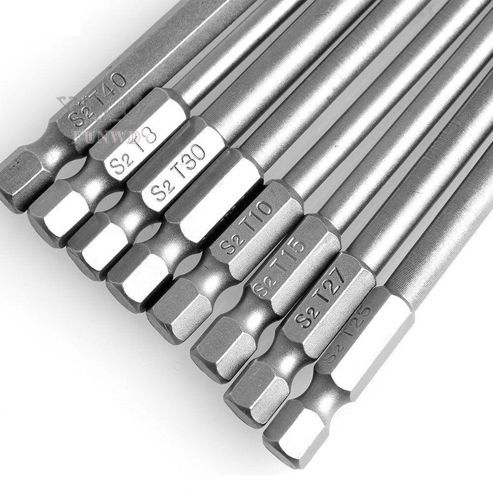 Torx Screwdriver Bit 1/4 inch Magnetic Head Drill Security Extra Long Silver Drivers Repair Workshop Equipment