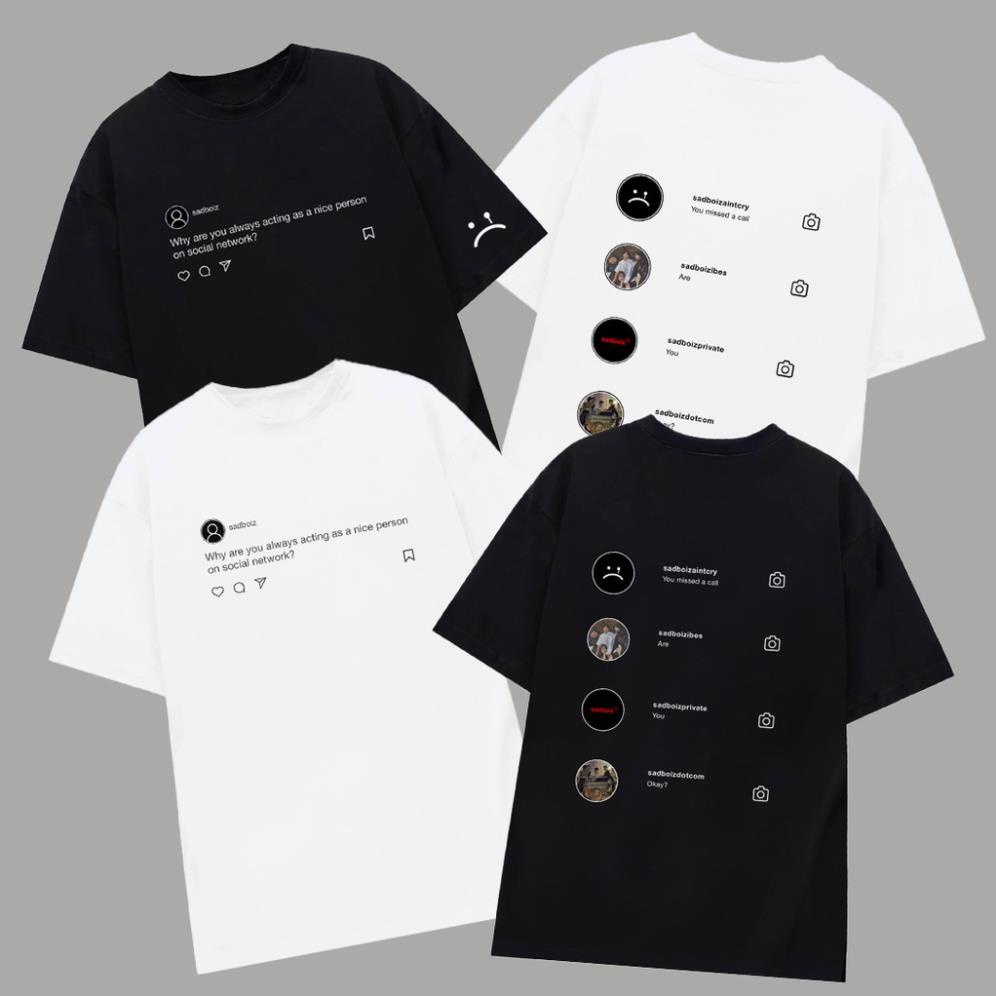 Áo thun SADBOIZ SADTAGRAM - Áo thun unisex nam nữ form rộng oversize chất liệu Cotton hottrend 2022 !