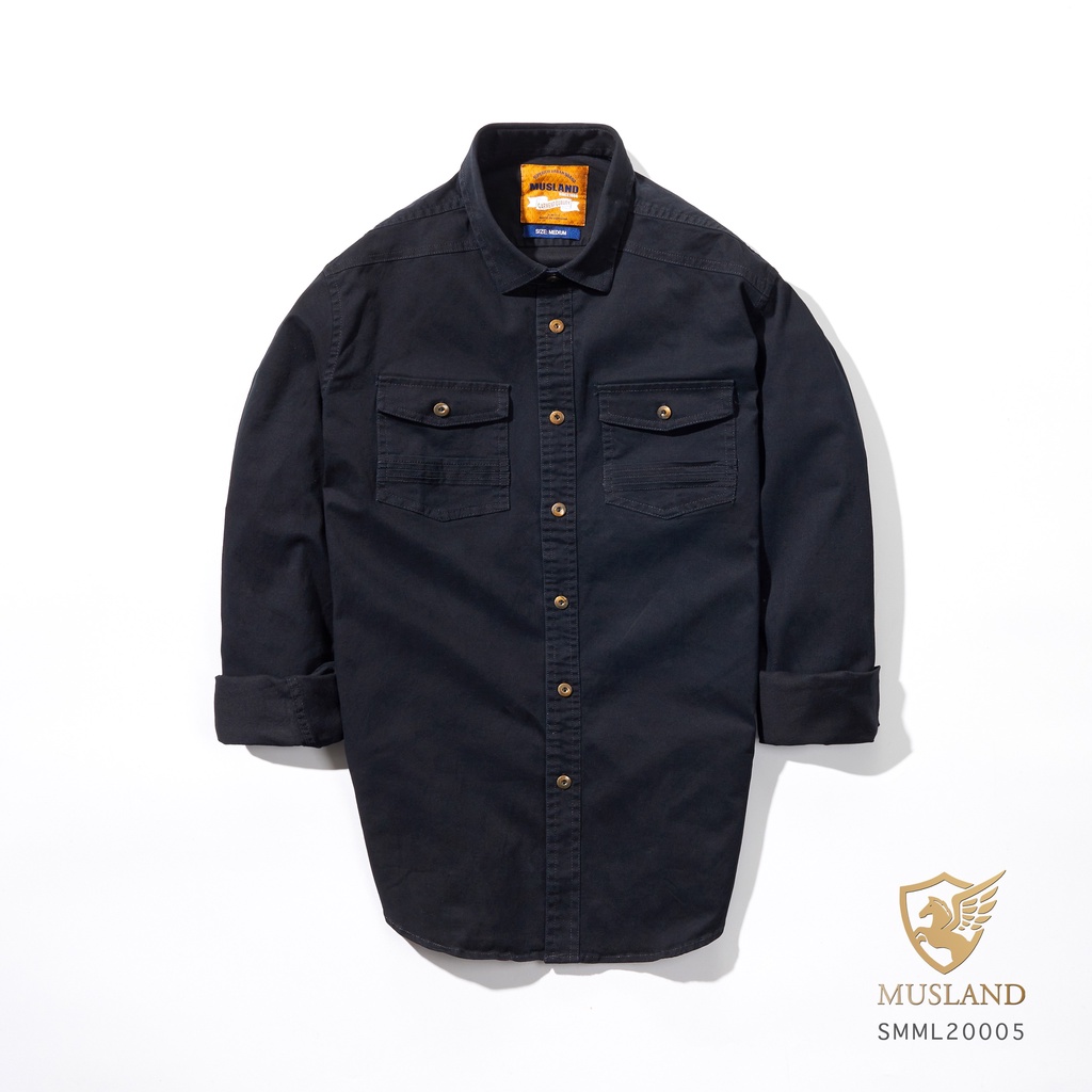 Áo Sơ Mi Nam Dài tay, áo bụi, áo phượt Denim Premium chính hãng MUSLAND VNXK Hàn Quốc (SMML20005) Cá Tính, Trẻ Trung. | BigBuy360 - bigbuy360.vn