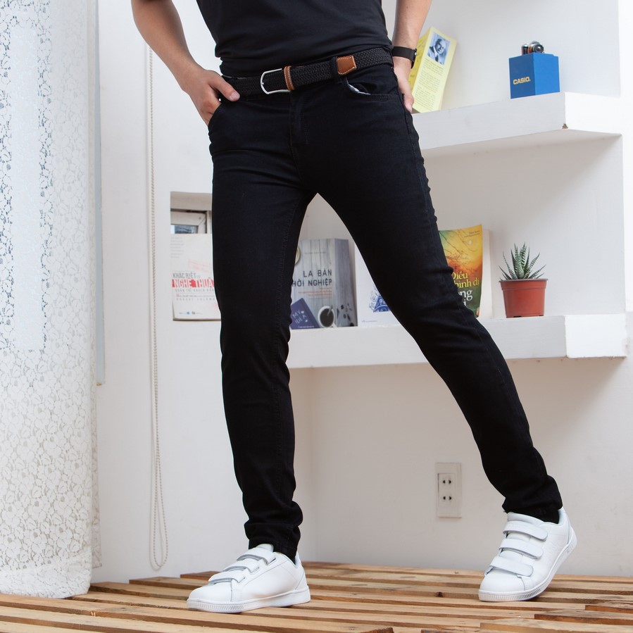 Quần jean nam đen trơn xịn  001 QP