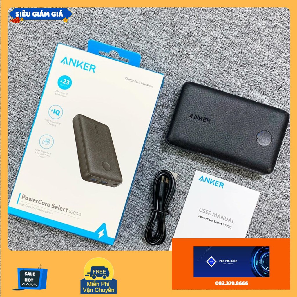 [Bảo Hành 12 Tháng] Pin Dự Phòng Anker PowerCore Select 10000 A1223 - Hàng Chính Hãng