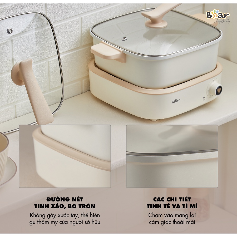 Nồi bếp lẩu nướng Bear C40M1-5L, công suất 1500w, dung tích 4l, 4 nấc nhiệt, bảo hành 18 tháng