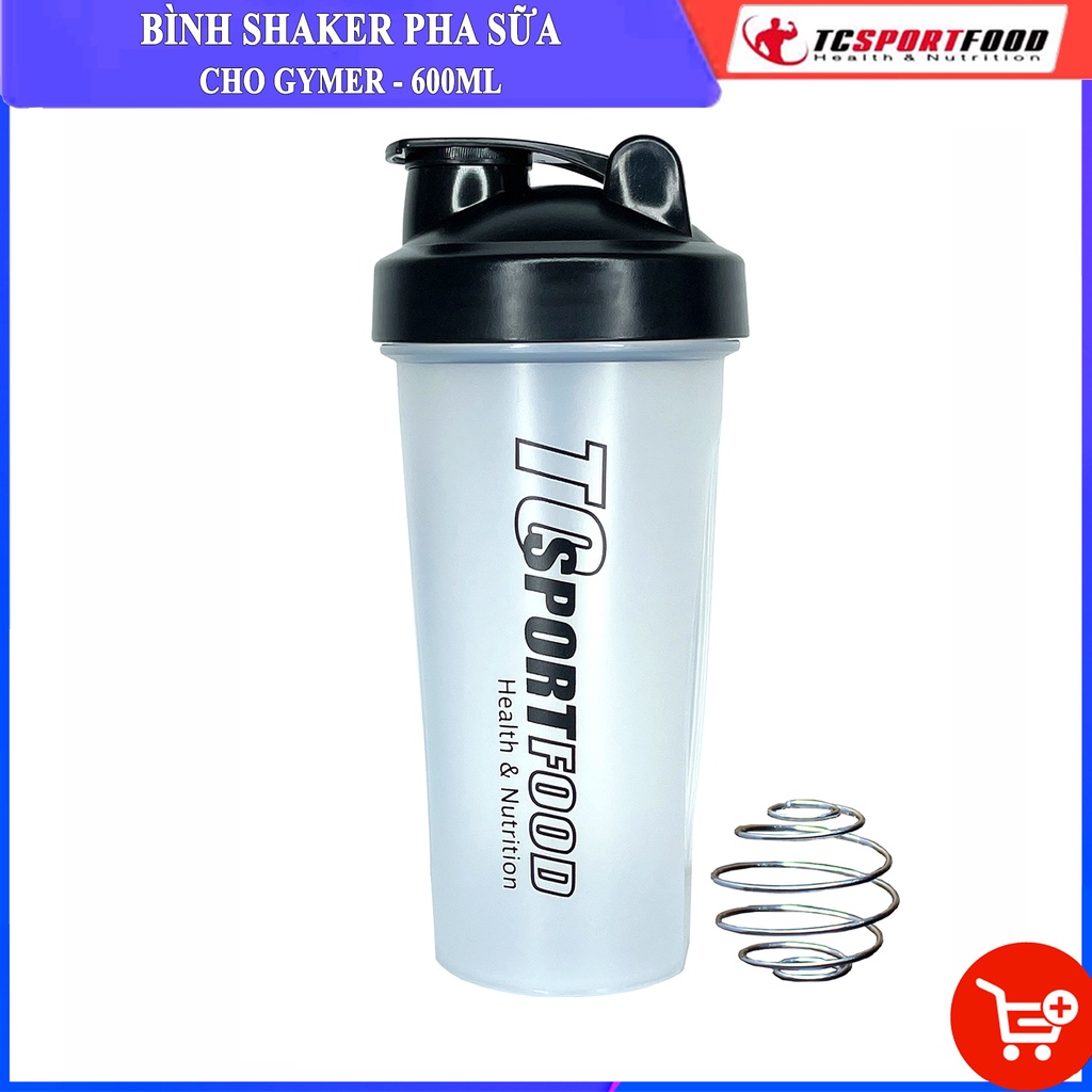 Bình nước thể thao Shaker - 600 ml - Bình lắc Shaker pha sữa cho người tập GYM