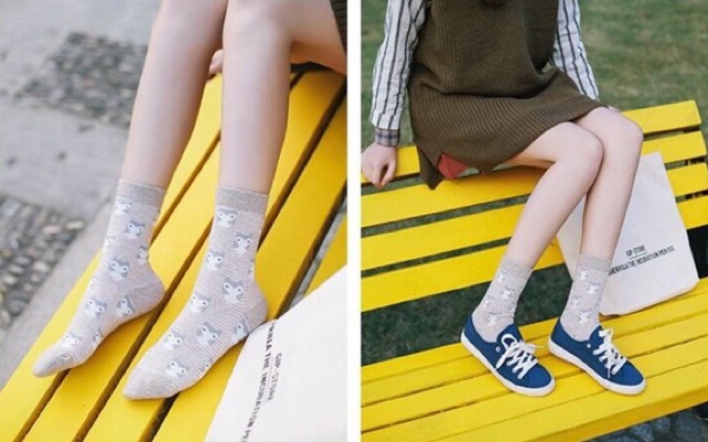 Vớ hoạ tiết vintage xinh xắn phối giày oxford cổ cao harajuku cô gái Nhật retro hàn quốc ulzzang converse lenvintage