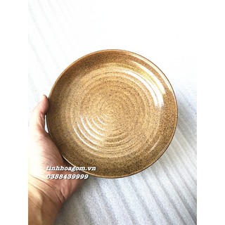 Đĩa tròn sứ Bát Tràng men cổ đường kính 20 cm