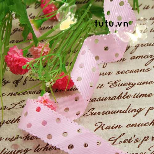 RUY BĂNG GÂN XỐP 25MM HỌA TIẾT ĐỤC LỖ, DIỀM NỮ TÍNH HT25-046