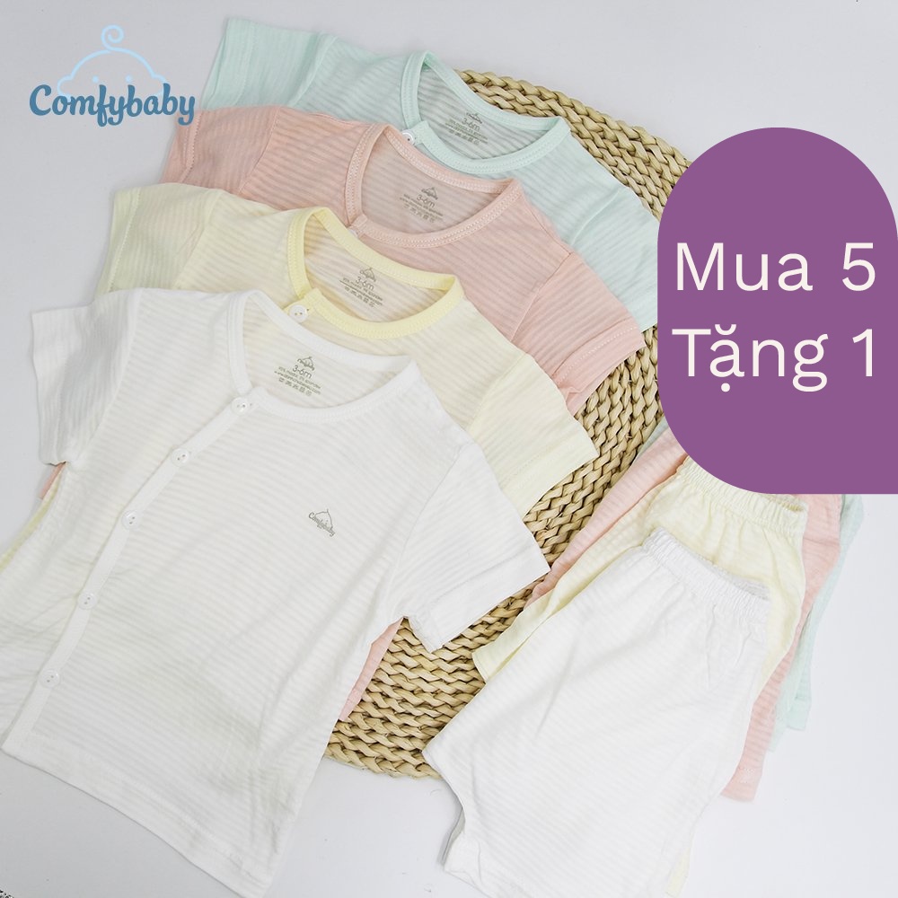 Bộ quần áo cộc cho bé 100% Cotton Lụa – Comfybaby Siêu nhẹ - thoáng mát QACF22042021 size 3-12 tháng