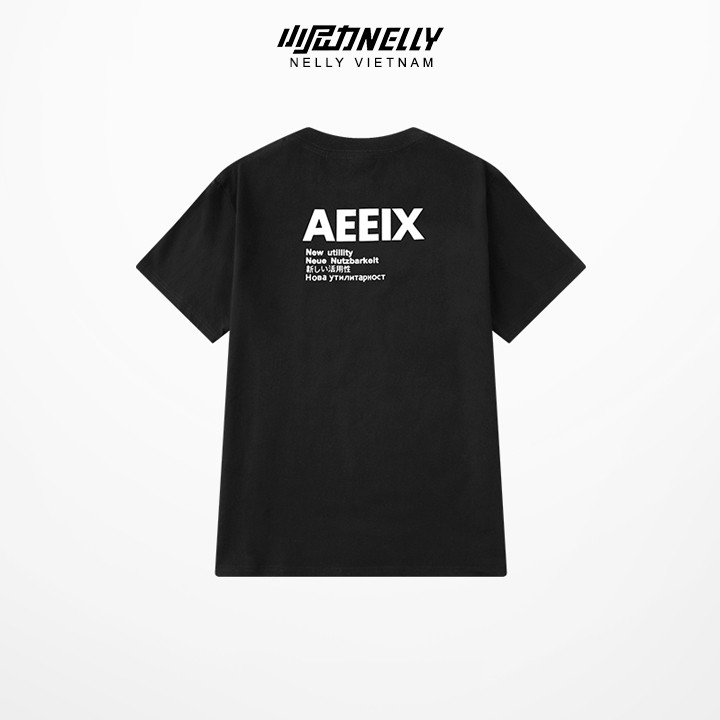 Áo thun tay lỡ NELLY 100% cotton 4 chiều dáng unisex form rộng in hình aeeix mã N0007