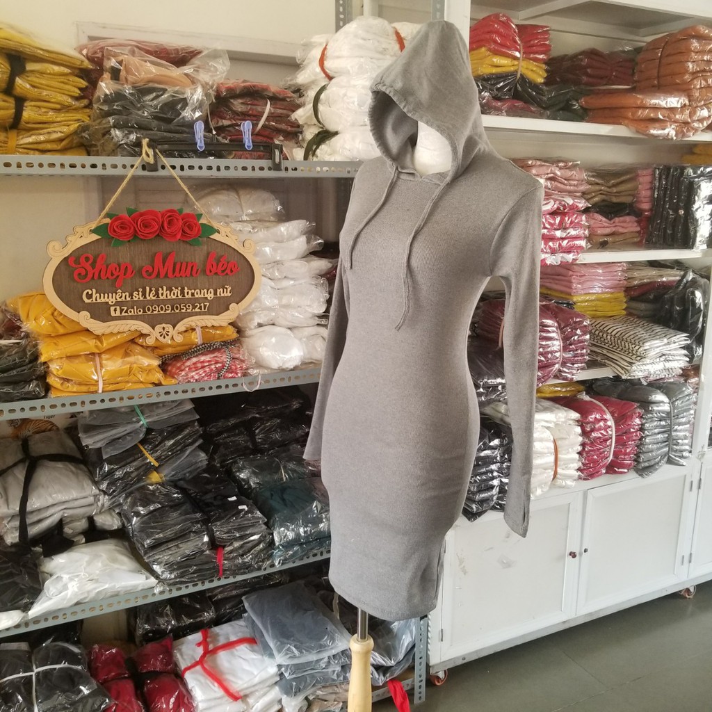 (VIDEO+HÌNH THẬT) Đầm Body Tay Dài Kèm Mũ Sau Lưng | BigBuy360 - bigbuy360.vn