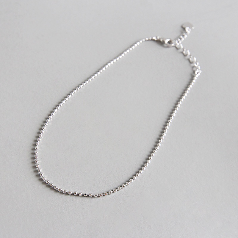 【Còn hàng】 S925 Vòng cổ rắn bằng bạc 1.5mm Chuỗi hạt tròn chuỗi tròn Chuỗi bóng có thể điều chỉnh Chuỗi trang sức thời trang